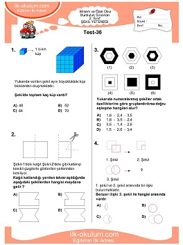 ilkokul 1. Sınıf Bilsem Zeka Testi 